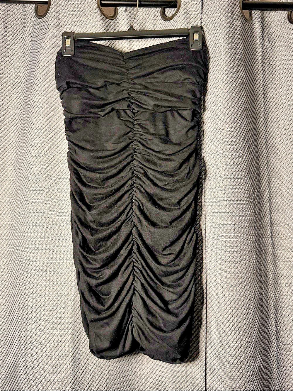 Planet Gold Culture Black Strapless Ruched Dress with Lace Back- M